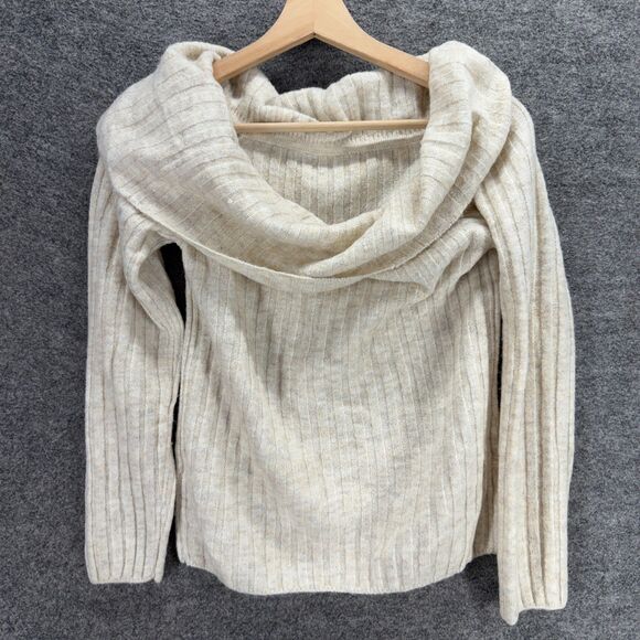 Unbranded Sweater Pullover Women M Medium Beige Knit Cowl Neck Long Sleeve - Picture 2 of 6